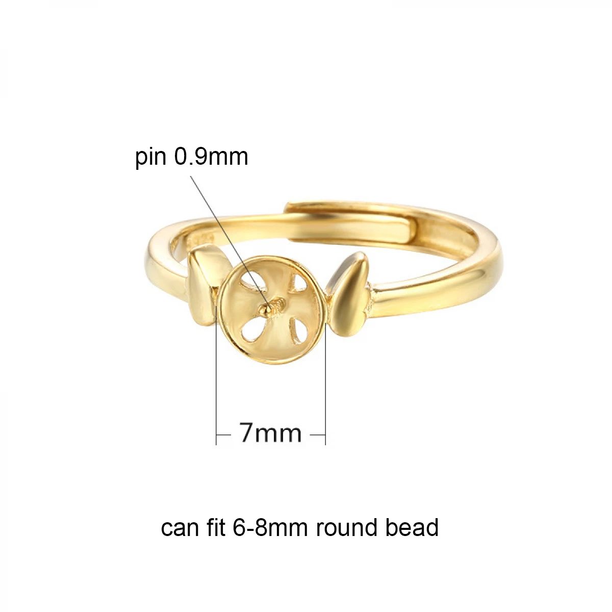 Sterling Silver 925 Jewelry Making Adjustable Rings Blank Tray fit 6-8mm Round Bead Natural Gem DIY Ring Setting Charm Making