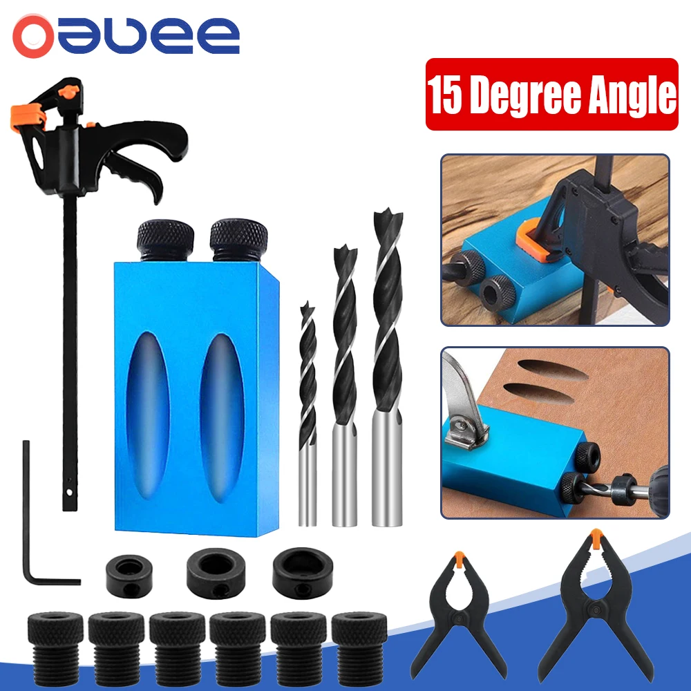 Woodworking Pocket Hole Jig Kit Angle Drill Guide Hole Screw Jig 15 Drill Bits Aliexpress