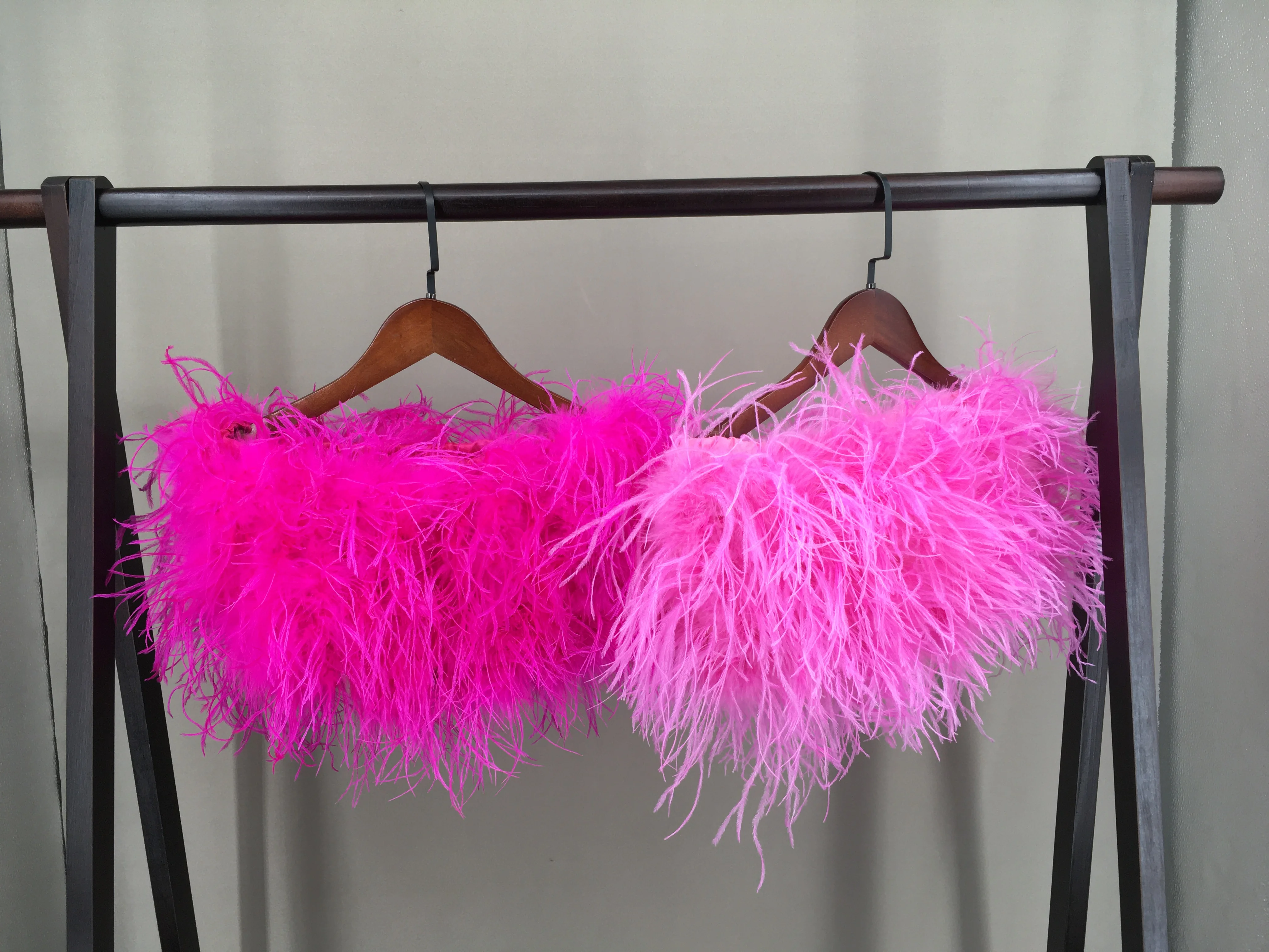 Stock On Sale Feather Tube Top Strapless Vest Mini Top Furry For Party Fustian Hot Pink Color Chest Wrap high 20 cm