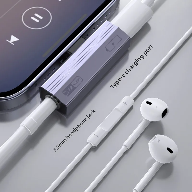 2-in-1 USB Type-C - 3.5mm 이어폰 잭 어댑터 - 아이폰 15 16 17 휴대폰용 10W/100W 고속 충전 오디오 컨버터