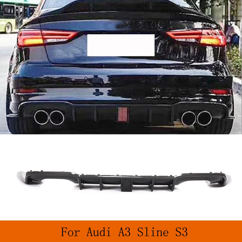 

Car Rear Bumper Diffuser for S3 Carbon Fiber Rear Bumper Carbon Fiber Diffuser Lip WIth LED Light For Audi A3 Sline S3 2017-2020