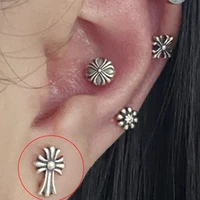 1PC Surgical Steel Cross Rhinestone Pendant Earrings for Women Men Punk Hip Hop Piercing Personality Earrings Party Jewelry 2