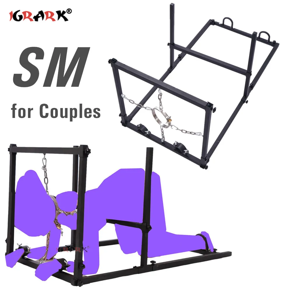 Indoor Sex Furniture Bondage Gear BDSM Restraint Set Metal Handcuffs Anklecuffs Sex Toys For Couples Adult Games Erotic Product