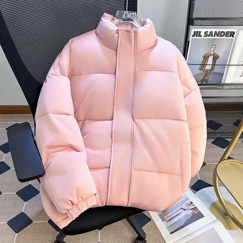 Pure black lightweight down jacket back view