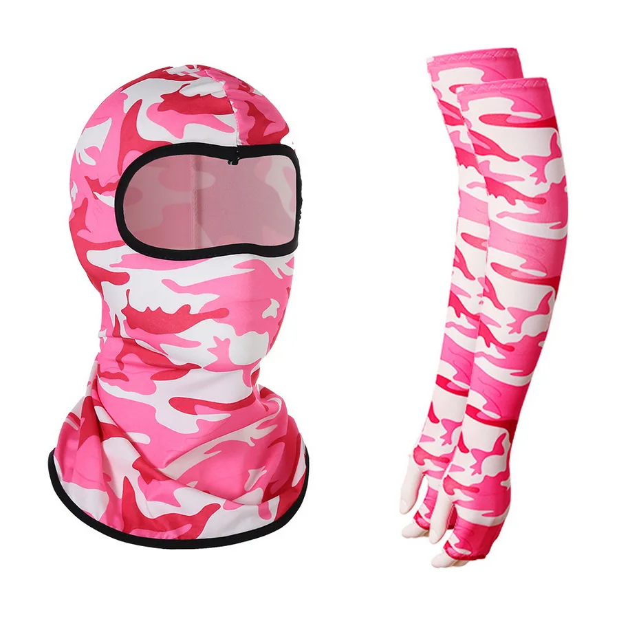 100sets Breathable Quick Dry UV Protection Arm Sleeve Face Mask Suit Outdoor Men Tactical Camouflage Cycling Face Bandana Sleeve