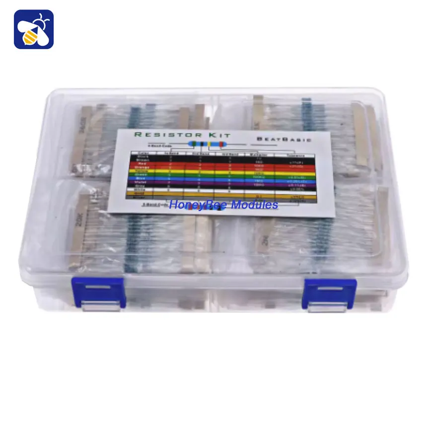 

Boxed 2600pcs 130 types 1/4W Metal Film Resistor Packs Direct Insertion Colour Ring Resistors Full Series Component Packs