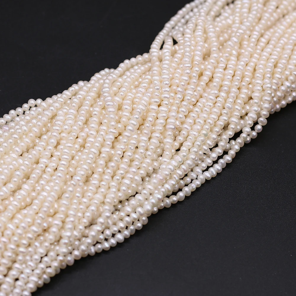 Natural Freshwater Pearl Beads White Round Shape Punch Loose Perles For Jewelry Making DIY Necklaces Bracelet Accessories Strand
