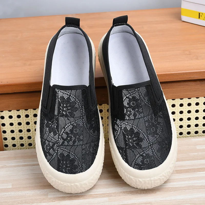 Xiaoxiang Fisherman's Shoes Women's 2024 Summer New Breathable Hollow Mesh Shoes Casual Shoes Lace Mesh Thick Sole Single