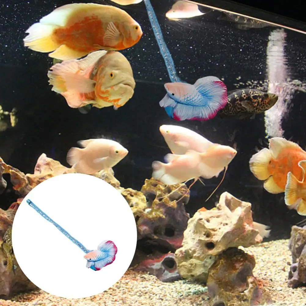 Durable Anti-break Artificial Bright Color Relieve Boredom Fish Training Teaser Wand Toy Betta Stick Interactive Play