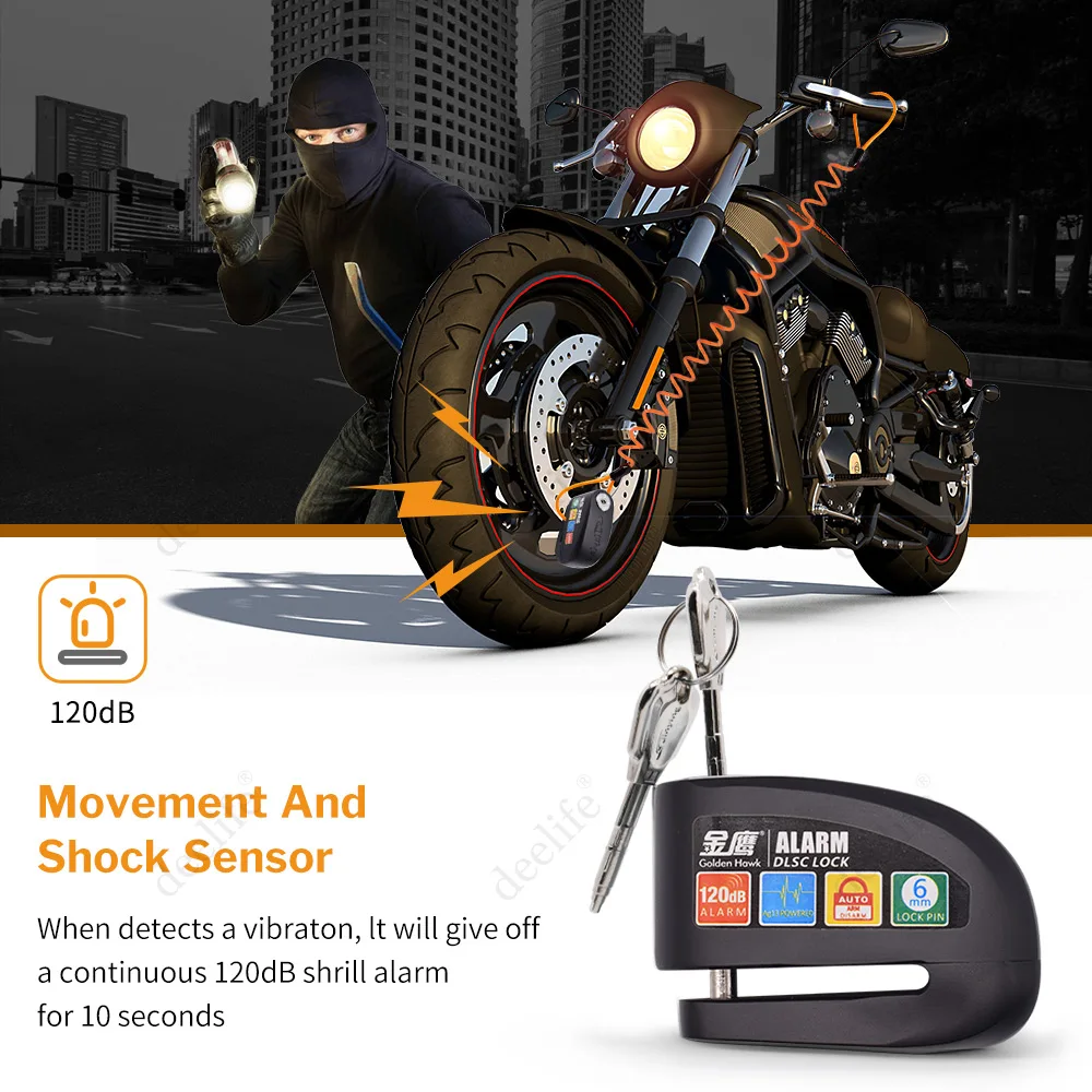 Deelife Disc Lock for Motorcycle Moto Bicycle Motorbike Motor Bike Brake Disk Padlock