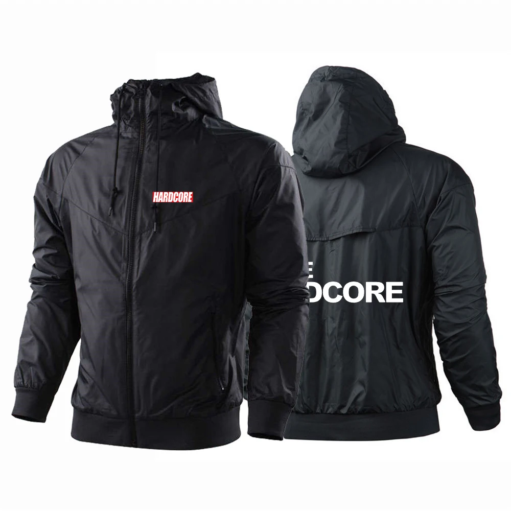 Hardcore Men Spring and Autumn Casual Thin Five-Color Windbreaker Windproof Fashion Color Matching Designe Printing Coats Tops 2
