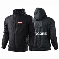 Hardcore Men Spring and Autumn Casual Thin Five-Color Windbreaker Windproof Fashion Color Matching Designe Printing Coats Tops 2