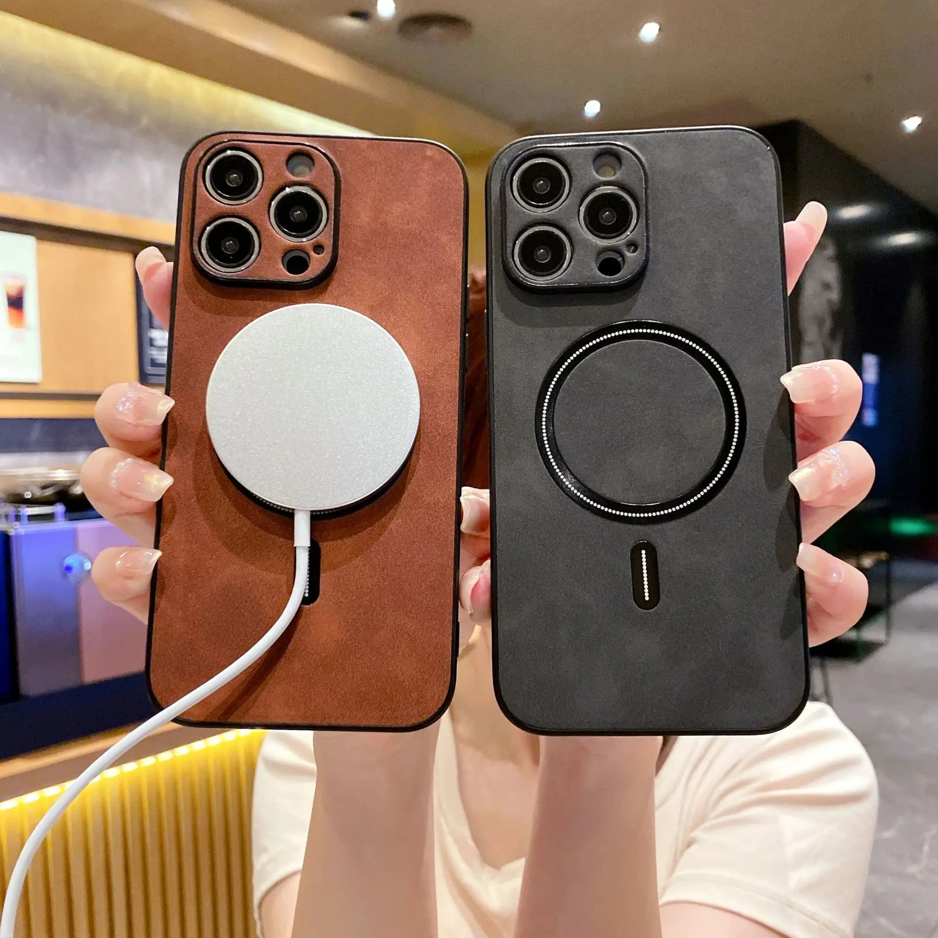 

Применимый Магнитный чехол для iphone15 с искусственной кожей на овчине 13Promax Apple 14, Новый противоударный защитный чехол 15promax 14promax 1