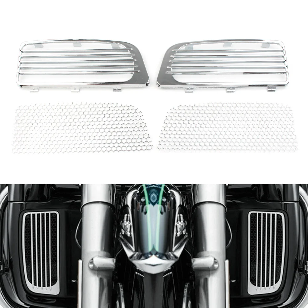 

Chrome Motorcycle Radiator Grills With Mesh Screen for Harley Electra Glide Low Ultra Limited FLHTKL