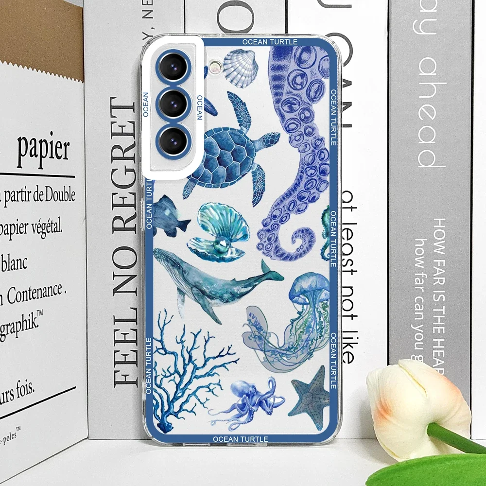 Cool Ocean Turtle Sea Blue Design Clear Phone Case Cover