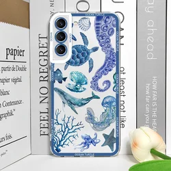 Cool Ocean Turtle Sea Blue Design Clear Phone Case Cover - SamsungS23 Ultra (S - H1328T8)
