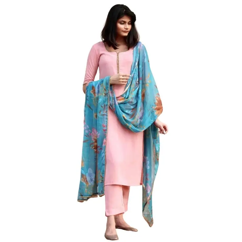 Women Palazzo Kurta Dupatta Salwar Kameez Casual Summer Kurti Pant Set