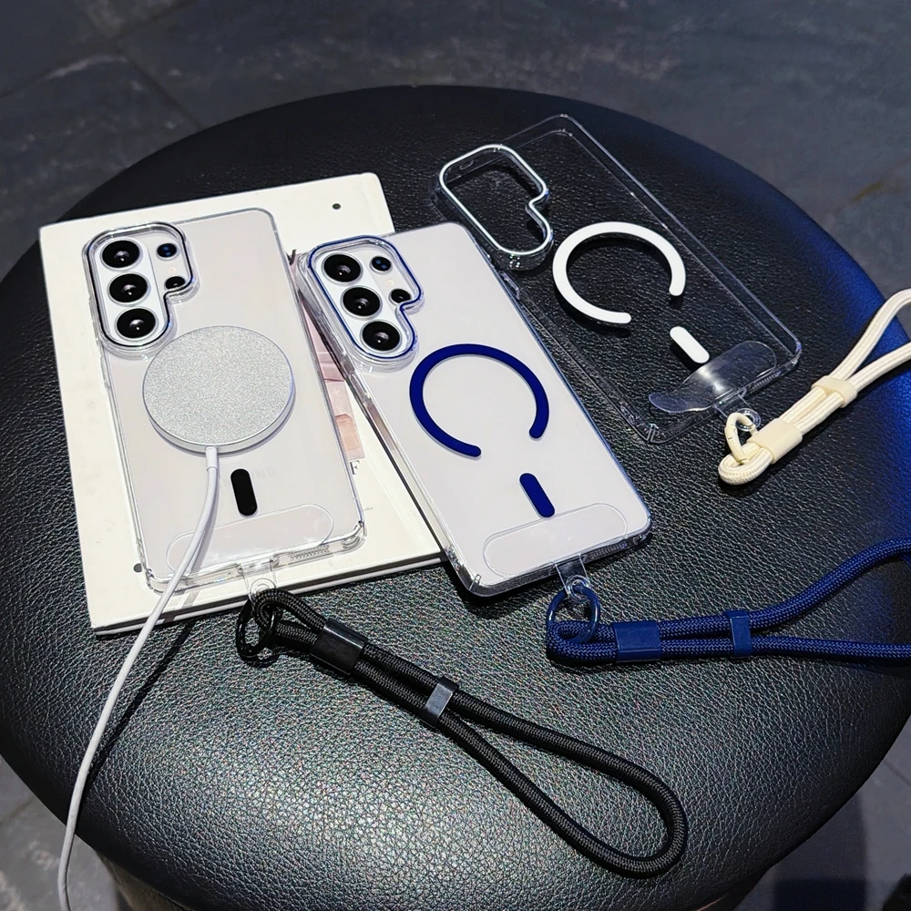 Magnetic Shockproof Transparent Wrist Lanyard Phone Case