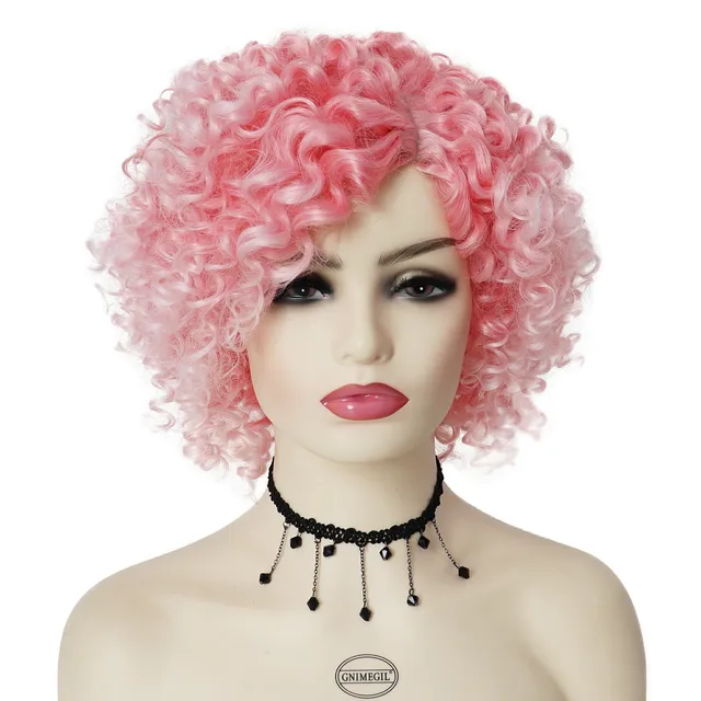 Synthetic African American Wig Natural Synthetic Short Afro Kinky Curly Wig Female Hair Ombre Brown Waving Wig for Woman Sale Ombre Pink