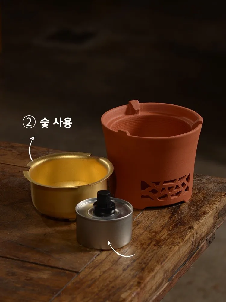 청주 적토 차 세트 (물 주전자 옆면 손잡이 포함) 야외용 차 끓이기 키트 중국식 세라믹 수제 차 도구