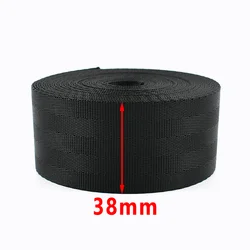 Durable Nylon Webbing Canvas Ribbon for Crafting and Accessories (Black - 38mm)