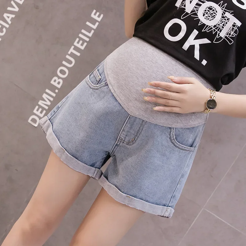 Pregnant Shorts Maternity Pants Summer Fashion Denim Curling Holes Stretch Belly Clothes for Pregnant Women