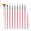 PINPAI 15PCS Nail Brushes Builder Gel Polish Painting Liner Nail Art Draw Print Brushes Set Manicure DIY Dotting Point Tool Kits 5