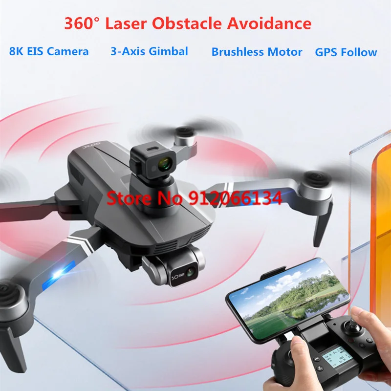 

Three-axis Gimbal 8K Brushless Motor Obstacle Avoidance Drone GPS Follow Folding Quadcopter Professional 8K Aricraft Toy Gifts