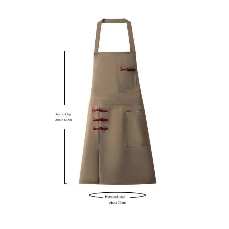 Chinese Style Thickened Canvas Apron Waterproof and Oil-proof Kitchen Home Work Clothes Special for Cooking