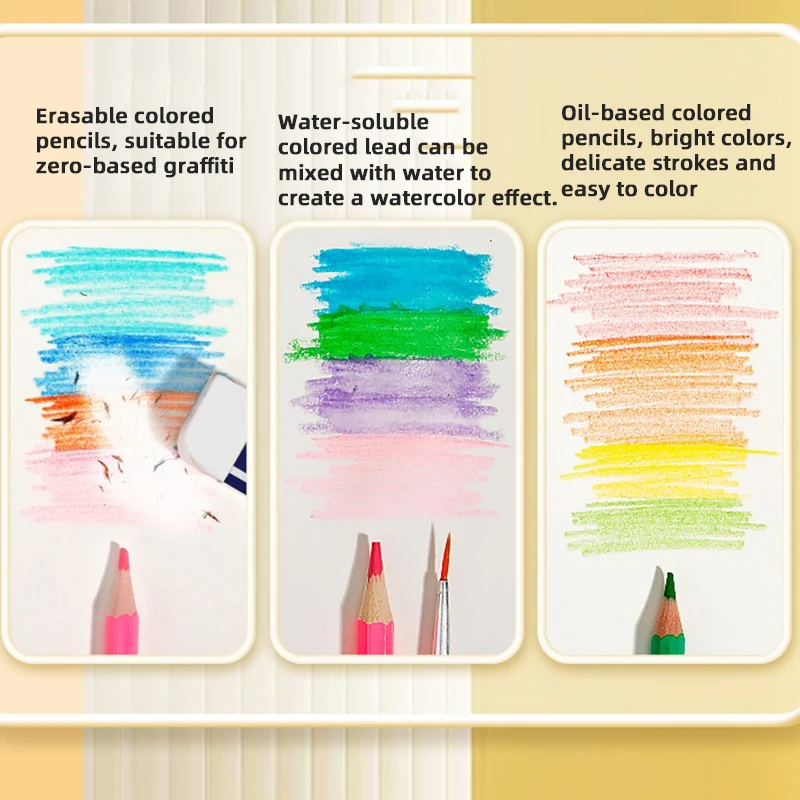 Water-soluble Colored Lead, Erasable Colored Pencil, Art Student Professional Oil Pencil, Brush Set, Painting Stationery 2