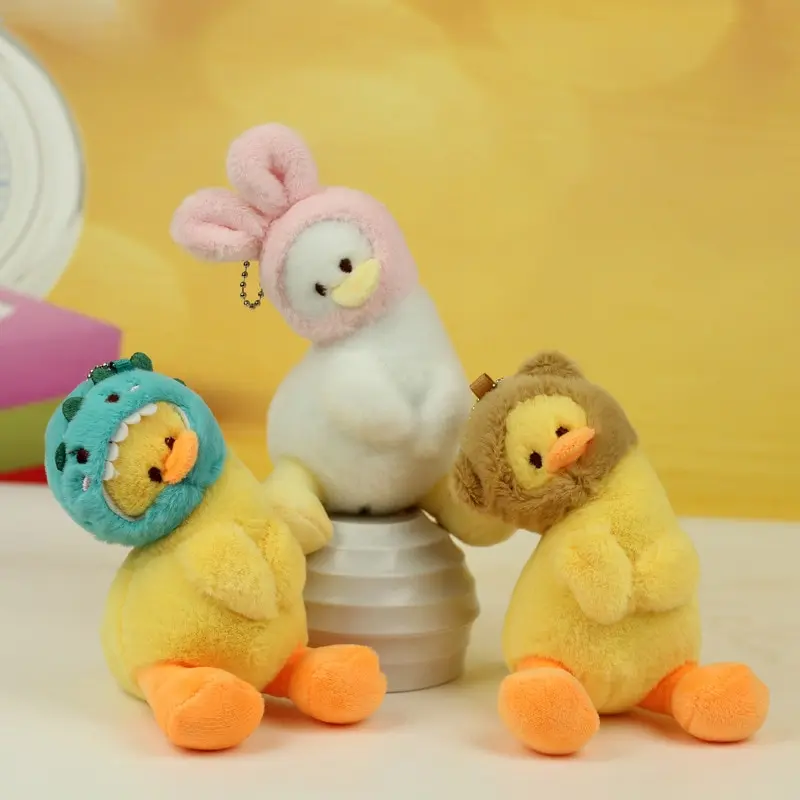 

Cute Skew Head Little Duck Pendant Stuffed Plush Animal Toys Kawaii Bag Hanging Ornament Keychain Children For Christmas Gifts