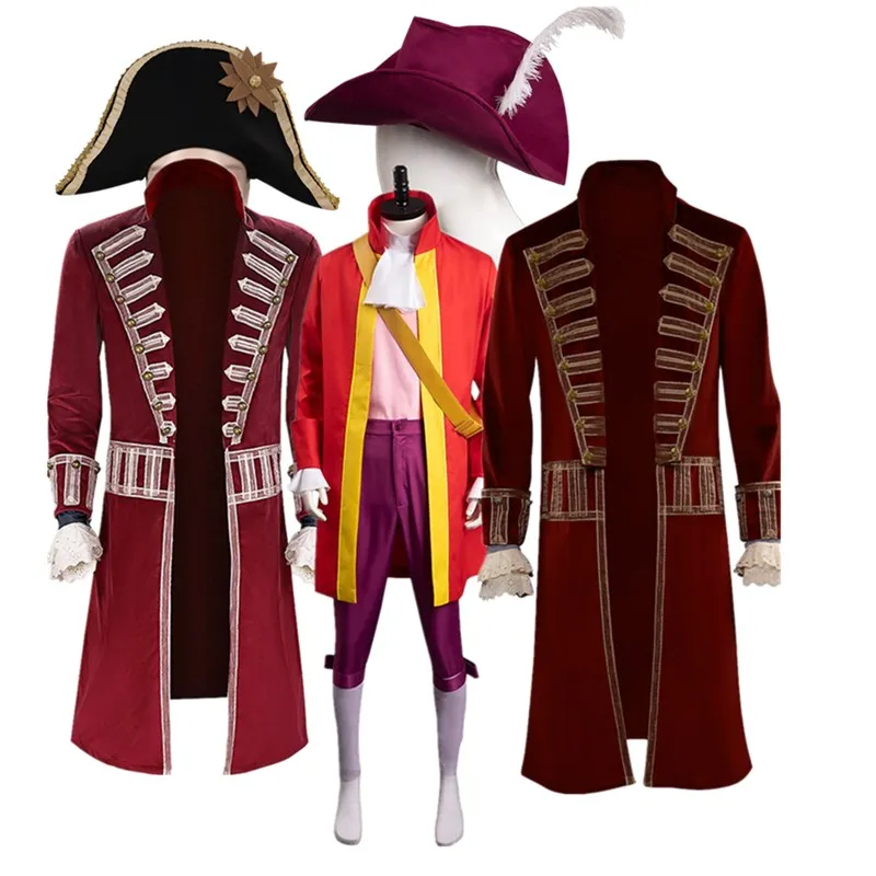 

Captain Hook Cosplay Fantasy TV Movie Pan Pirate Disguise Costume Hat Men Coat Outfits Halloween Carnival Party Suit