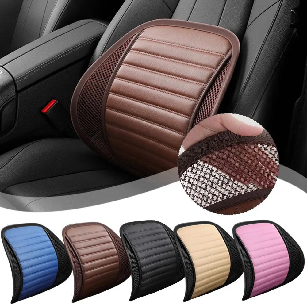 PU leather Car Seat Office Chair Massage Back Lumbar Support Mesh Ventilate Cushion Pad Black Mesh Back Lumbar Cushion