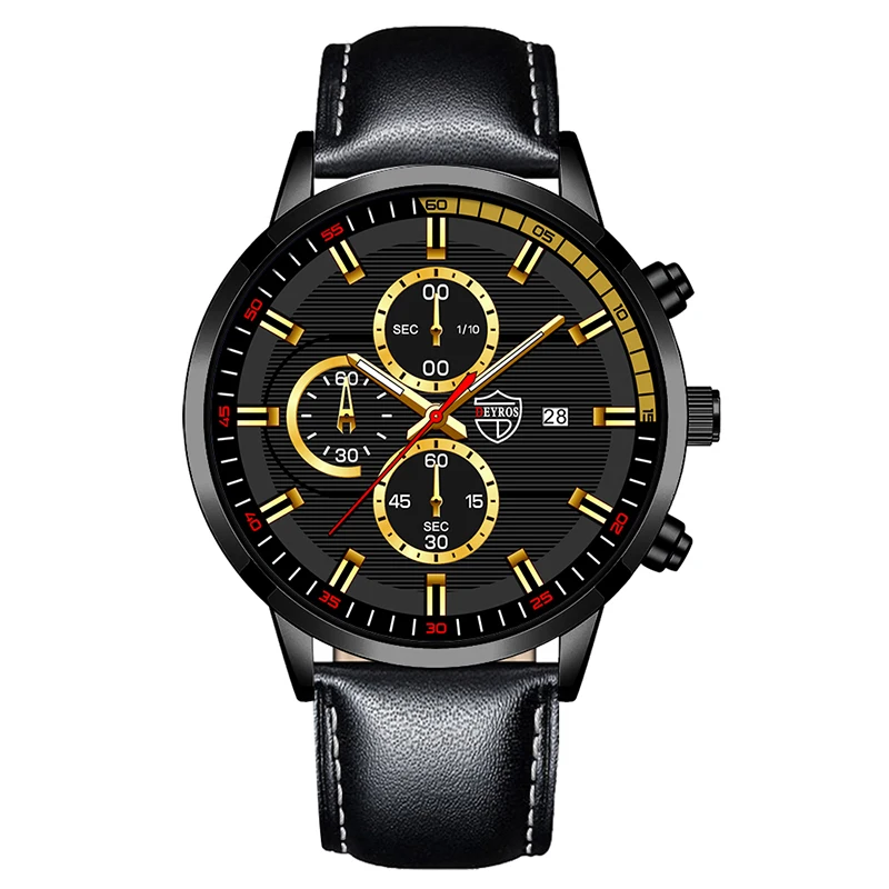 2022 Fashion Mens Sport Watches Men Casual Leather Bracelet Analog Quartz Wristwatch Calendar Male Business Luminous Clock 