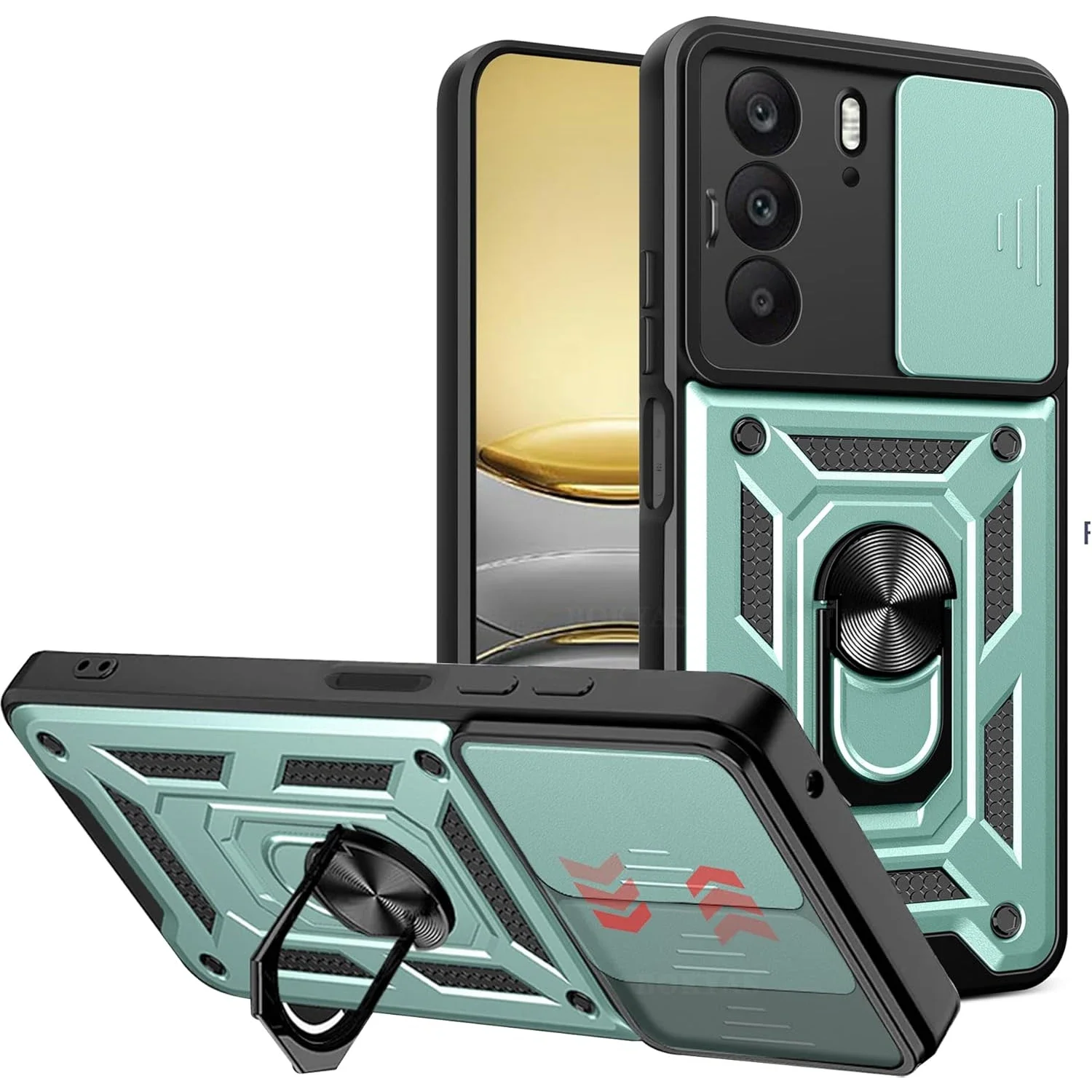 Enhanced Armor Case with Lens Protection and Magnetic Ring Holder - Durable Phone Cover Shell