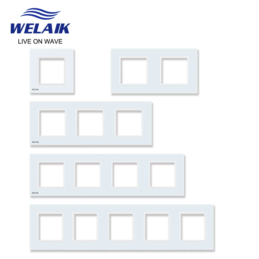 WELAIK EU European Standard 80*80mm Light Wall Touch Switch Socket Outlet Square Hole Crystal-Glass-Panel DIY Parts Module A18W1