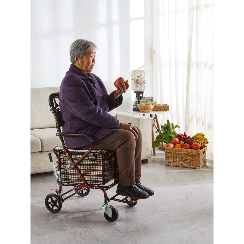 The elderly push wide Walking Stick   shopping scooter, with a chair, a trolley walker dual-purpose vehicle  50cm 4