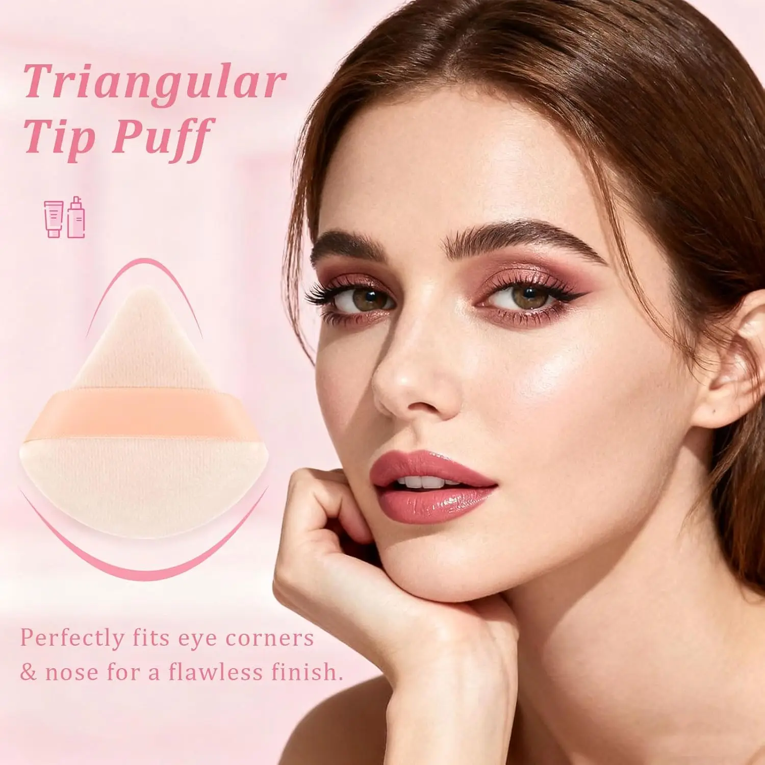 16-Piece Triangle Powder Puff Set – Soft Velour Makeup Puffs for Foundation, Powder & Blending – Reusable Beauty Sponges