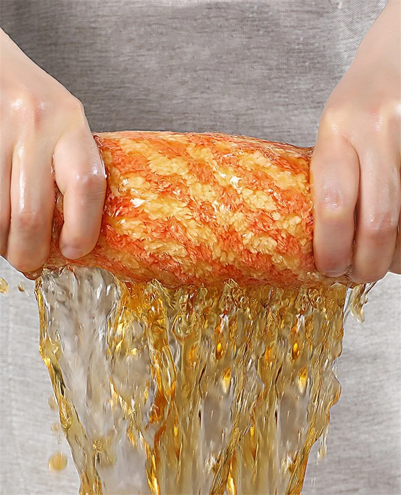 Microfiber Kitchen Towel Dishcloth Non-stick Oil Table Cleaning Wipe Cloth Scouring Pad