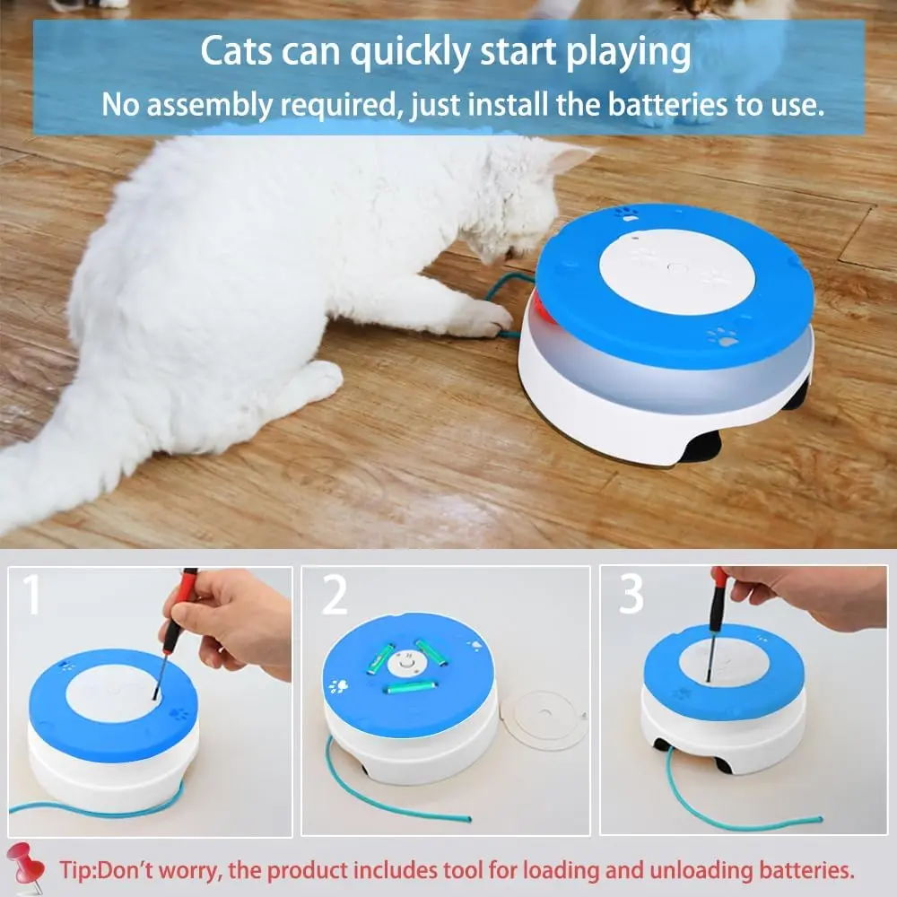 Interactive Cat Toys for Indoor Cats, Automatic Cat String Toy for Exercise, Fit Most Cats (Blue)