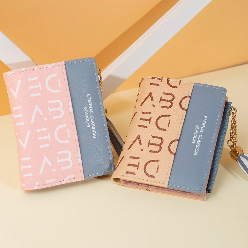 Women's Vintage Fashion Alphabet Print Purse Zipper Multi-Slot Card Bag Portable Wallet for Women