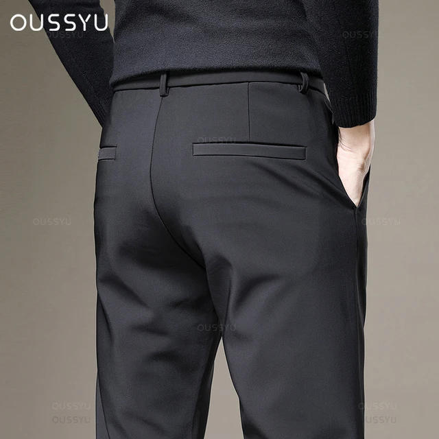 Classic Design Dress Pants Men's Formal Solid Color Slightly - Temu-mncb.edu.vn