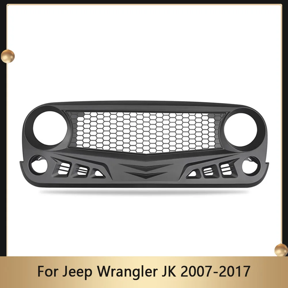 

High Quality ABS Car Front Grille For Jeep Wrangler JK 2007-2017 Bumper Grill Hood Grills Grid Cover Trim Auto Accessories