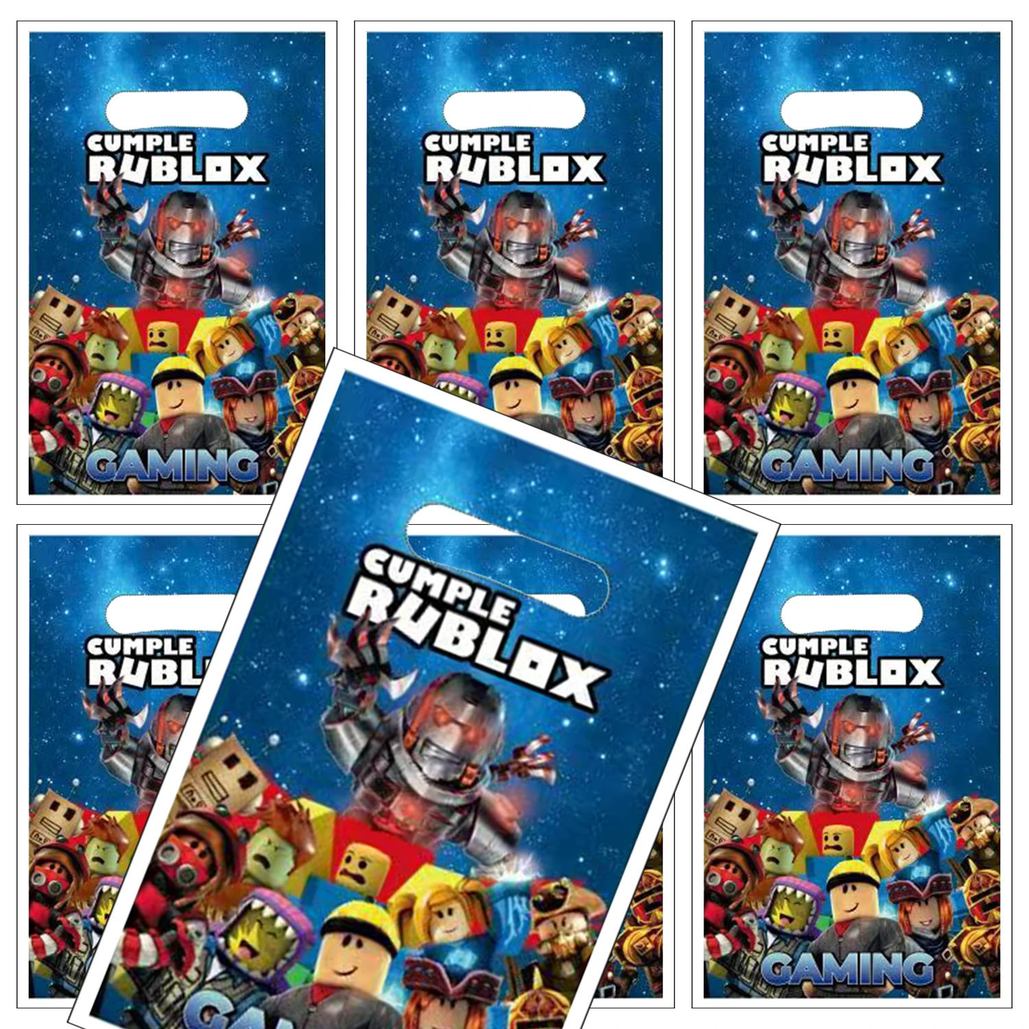 10/20/30pcs 로블록스 게임 생일 파티 캔디 선물 가방 플라스틱 핸드백 생일 파티 장식 어린이 성인 선물