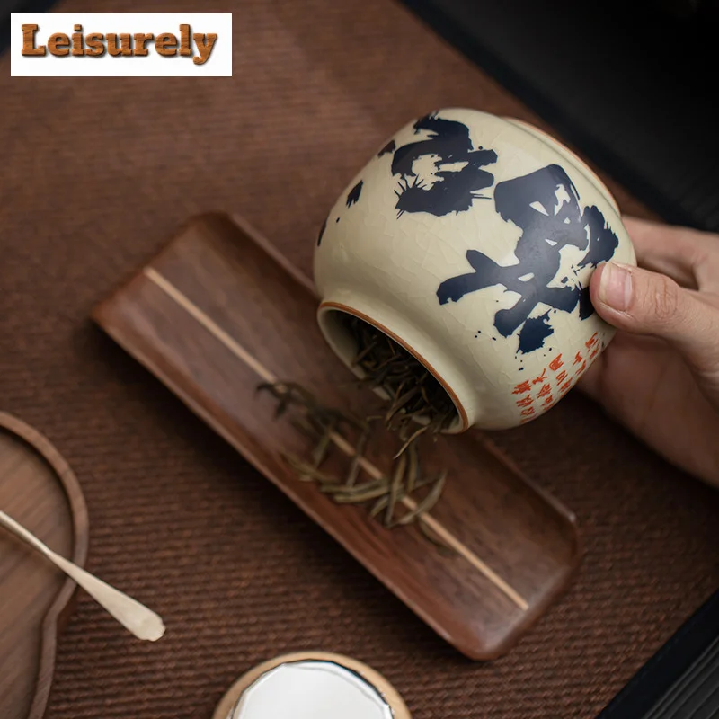 280ml Imitation Song Ru Kiln Tea Box Organizer Moisture-proof Man Jianghong Storage Tank Containers Portable Tea Caddy Teaware