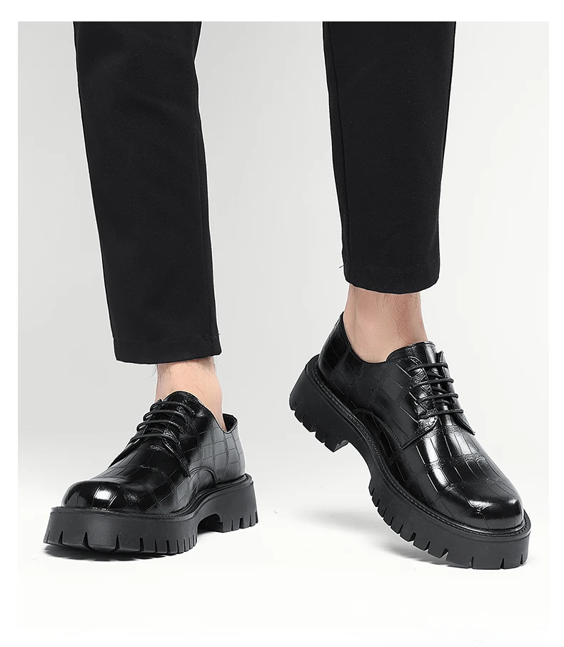 Große Größe Männer Höhe Erhöhen Leder Schuhe Dicke Sohle Business Casual Formale Oxfords Rutschfeste Bequeme Pendeln Kleid Schuhe – Detail 15