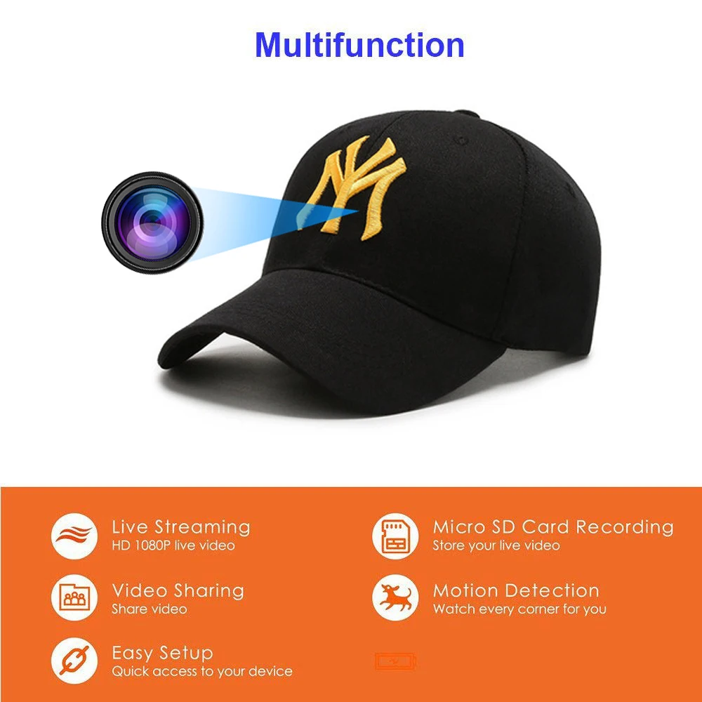 cheap surveillance cameras HD 1080P Wearable Baseball Hat Camera Fashion Baseball Cap Wifi Camera For Outdoors Travel Evidence Recording Remote Monitoring camera system for business