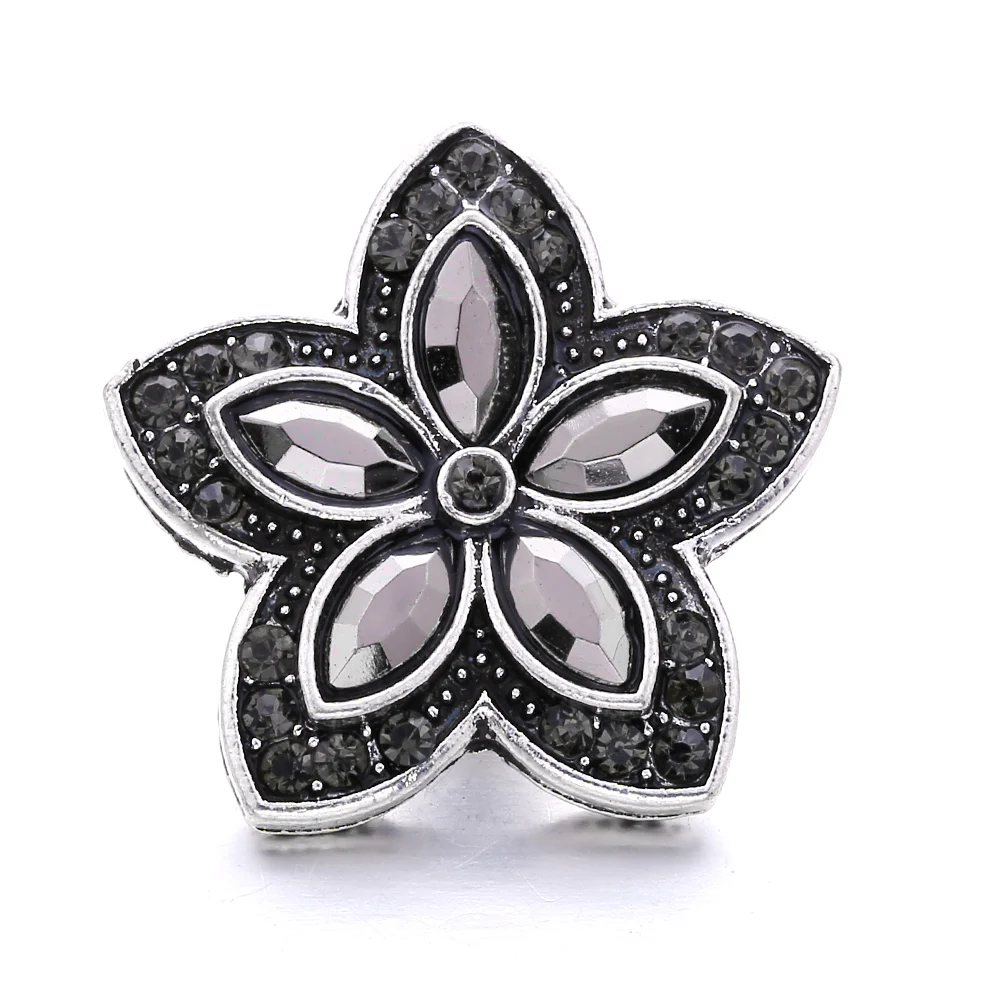 20pcs Fashion Crystal Flower 18mm Snap Buttons DIY Ginger Charm Fit 18mm Metal Leather Snap Button Bracelet