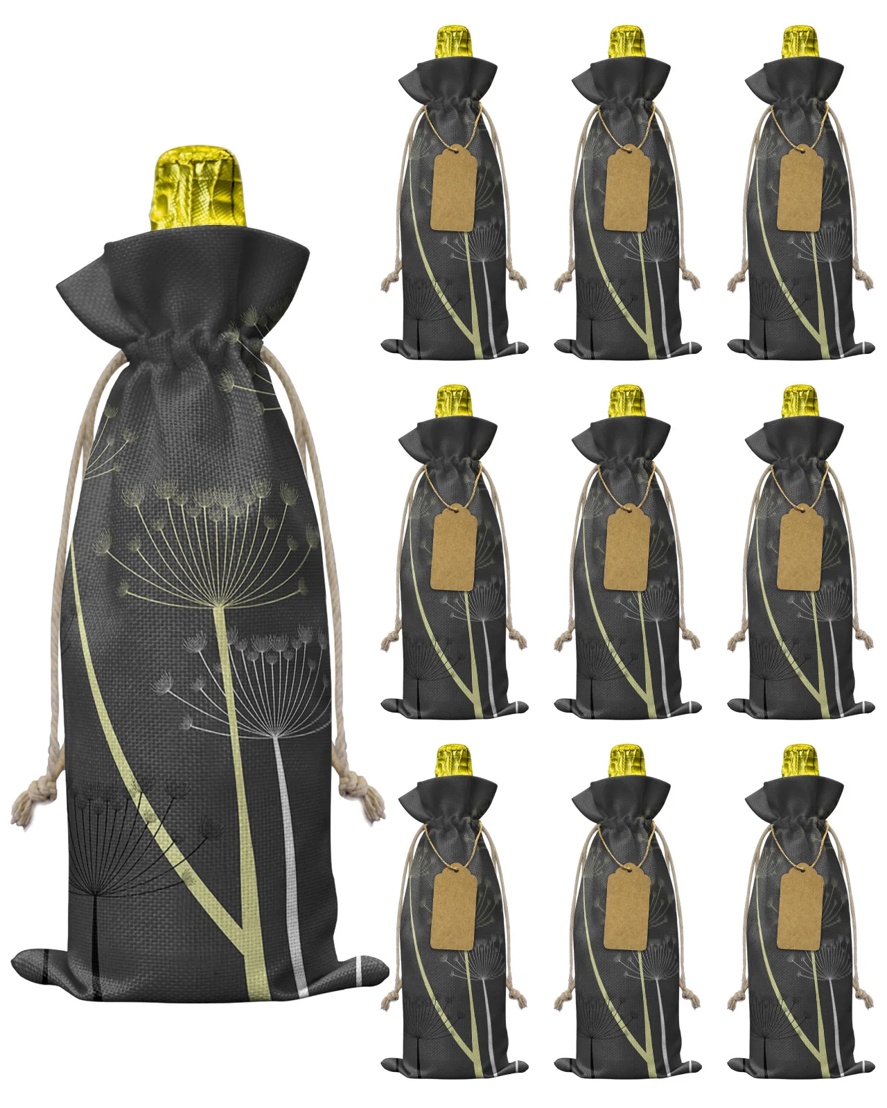 

Силуэт винной бутылки с одуванчиком, 10 шт.