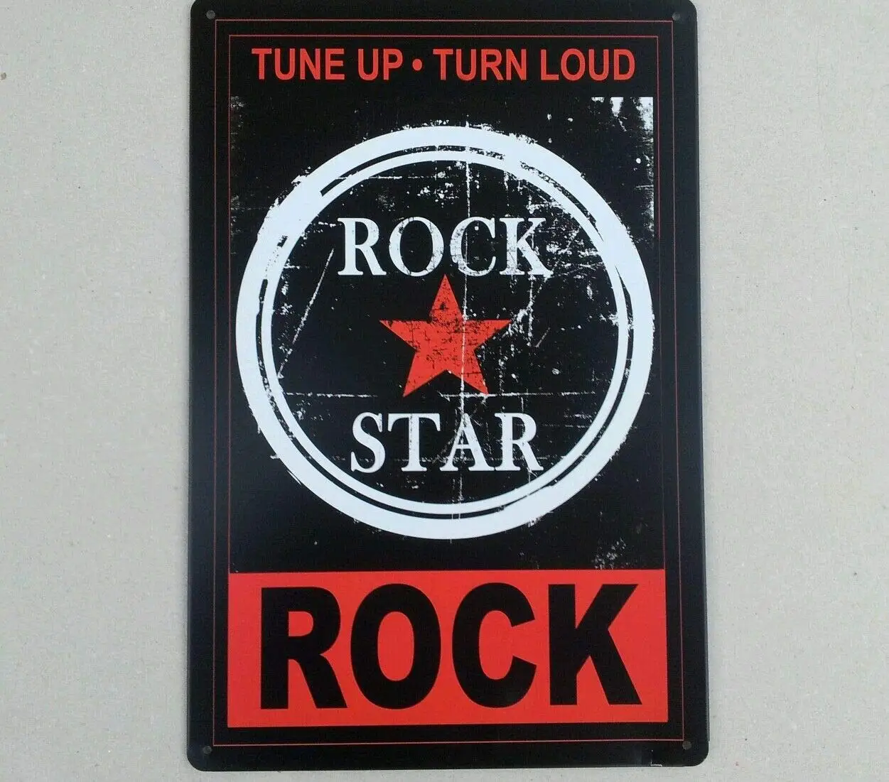 

Rock Star Titled Garage Sign Plaque TIN Retro Wall Home Bar Pub Vintage Cafe Decor, 8x12 Inch